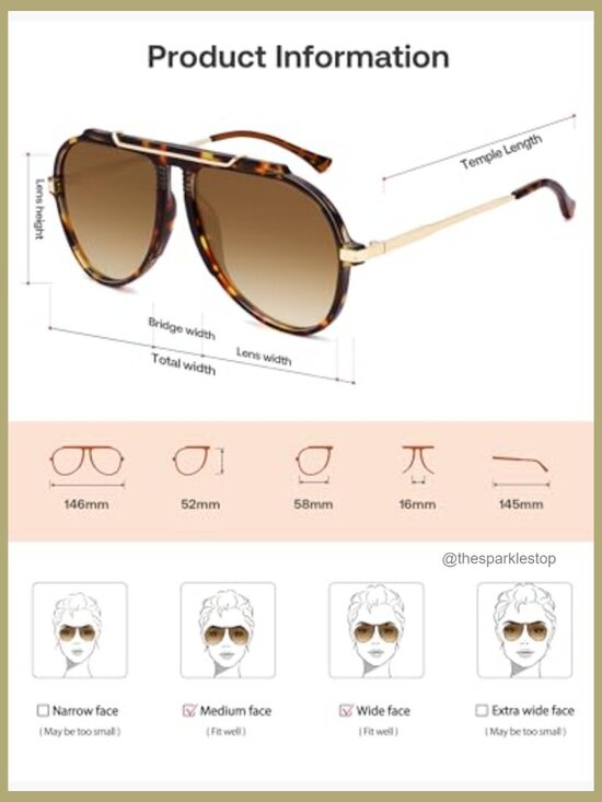 Retro Oversized Aviator Sunglasses UV400 Protection Plastic Frame main image 6